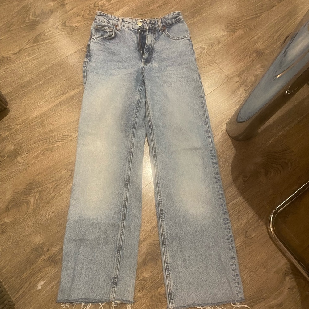 Zara raw hem wide leg jeans